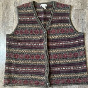 Vintage 90s Eddie Bauer 100% wool sweater vest Size XL